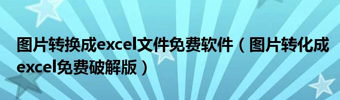 图片转换成excel文件免费软件（图片转化成excel免费破解版）