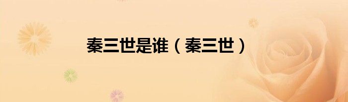 秦三世是谁（秦三世）
