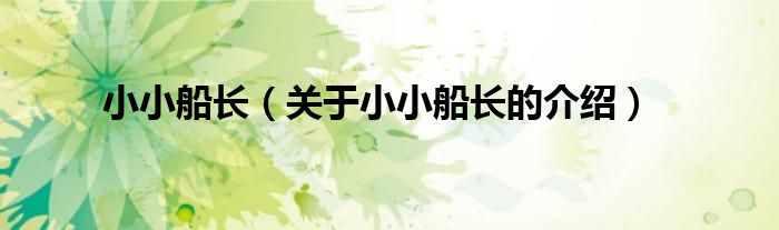 小小船长（关于小小船长的介绍）