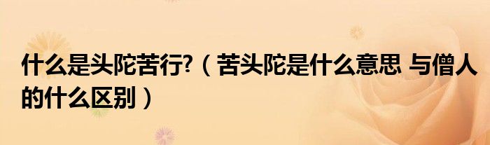什么是头陀苦行?（苦头陀是什么意思 与僧人的什么区别）