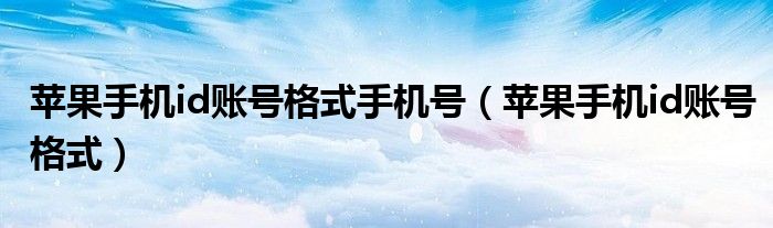苹果手机id账号格式手机号（苹果手机id账号格式）