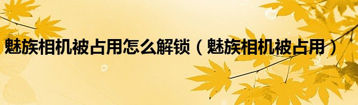 魅族相机被占用怎么解锁（魅族相机被占用）
