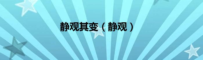 静观其变（静观）