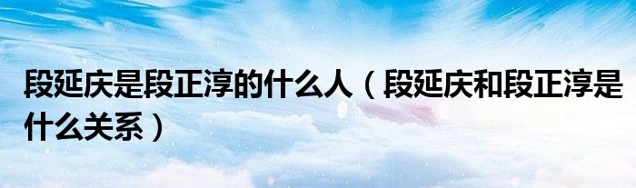 段延庆是段正淳的什么人（段延庆和段正淳是什么关系）