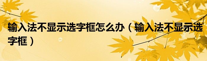 输入法不显示选字框怎么办（输入法不显示选字框）