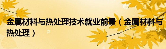 金属材料与热处理技术就业前景（金属材料与热处理）