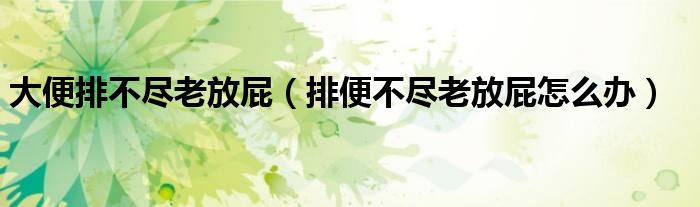 大便排不尽老放屁（排便不尽老放屁怎么办）