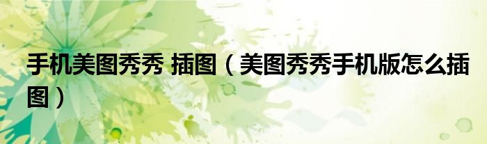 手机美图秀秀 插图（美图秀秀手机版怎么插图）
