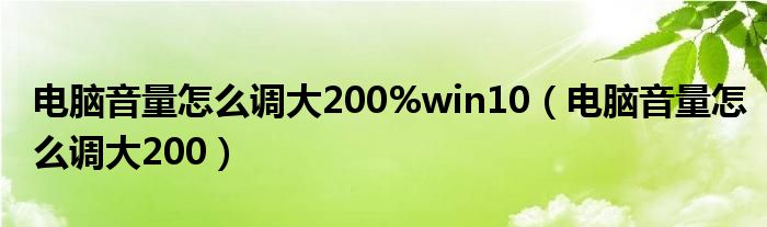 电脑音量怎么调大200%win10（电脑音量怎么调大200）