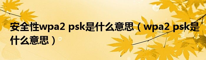 安全性wpa2 psk是什么意思（wpa2 psk是什么意思）