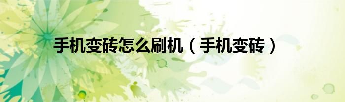 手机变砖怎么刷机（手机变砖）
